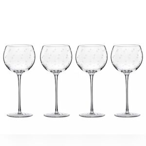 Kate Spade by Lenox Crystal Set Of 4 Larabee Dot Balloon Glasses 16oz Wine Cups